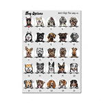 Cette image présente une variété de races de chiens avec leurs noms et numéros correspondants, offrant de multiples options pour les propriétaires de chiens.