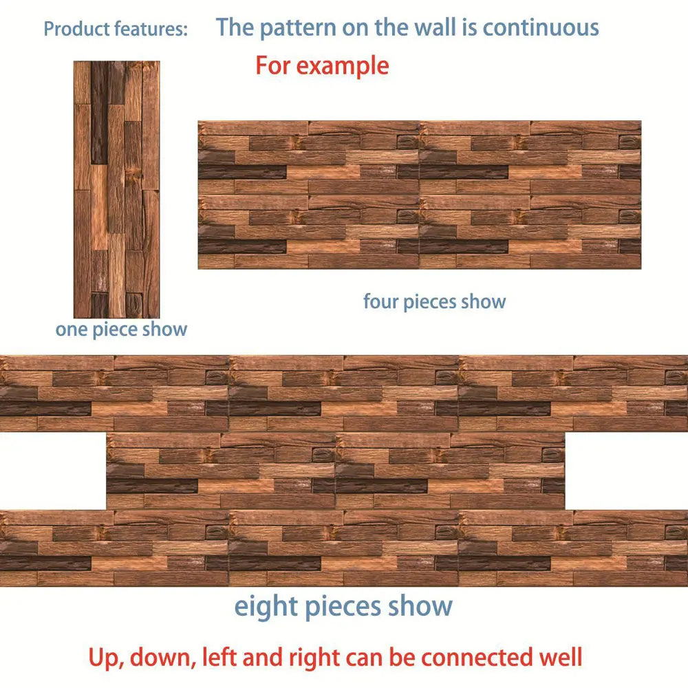 panneau decoratif mural moderne texture bois brun clair adhésif carreau decoration mur marron rustique