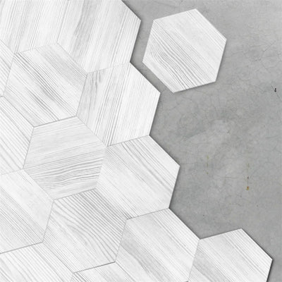 Papier peint hexagonal bois adhésif pour décoration chambre blanc et bois