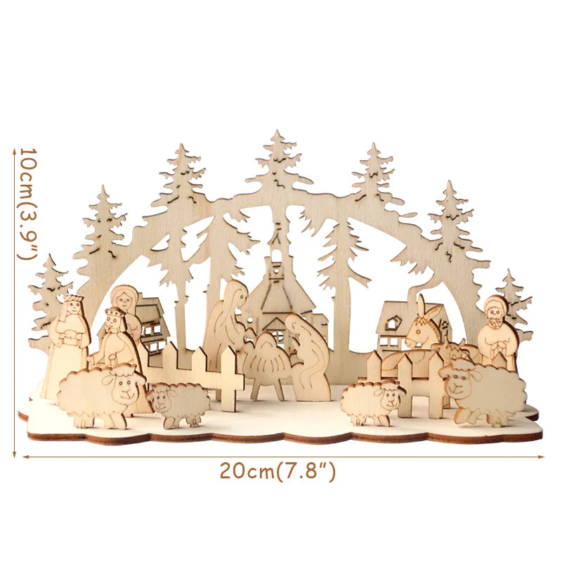 Ensemble d'ornements en bois artisanaux pour décoration de Noël