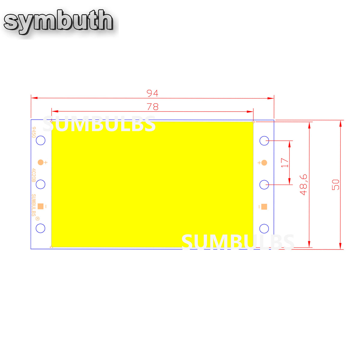 panneau led rouge jaune blanc moderne 12v 16w 94x50mm 20000h