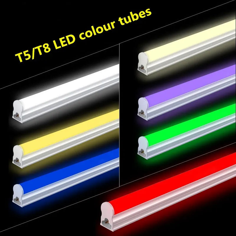 tubes led t5 t8 30cm 60cm blanc chaud froid bleu vert rouge lisse moderne
