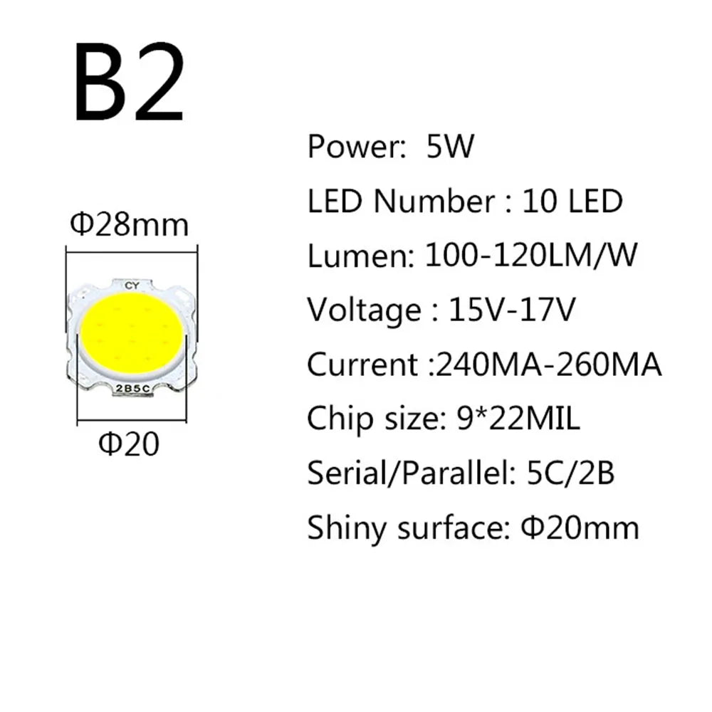 lumineuses led cob 10w 5w 3w 7w 24mm 3000k 4000k 6500k 10pcs modernes blanches