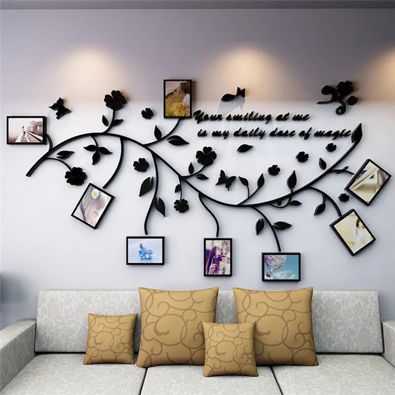 Sticker mural cadre photo 3D arbre PVC rouge
