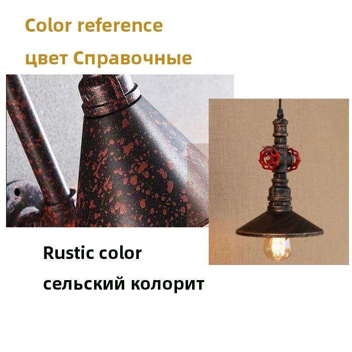 lampe suspendue industrielle vintage métal vieilli noir rouge doré câble fixe éclairage chambre salonhôtel
