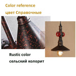lampe suspendue industrielle vintage métal vieilli noir rouge doré câble fixe éclairage chambre salonhôtel