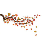 sticker mural feuilles d'érable automne rouge orange naturel adhésif intérieur 105cm 55cm moderne décoration