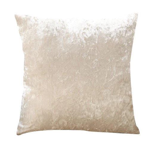 housse coussin carrée velours doux canapé salon décoration intérieure maison beige