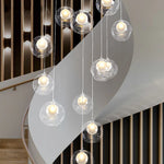 suspension lumineuse moderne verre transparent sphères simples éclairage led contemporain fixations invisibles