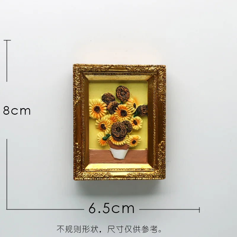 cadre photo or peinture van gogh art miniature aimants réfrigérateur nature morte starry sky