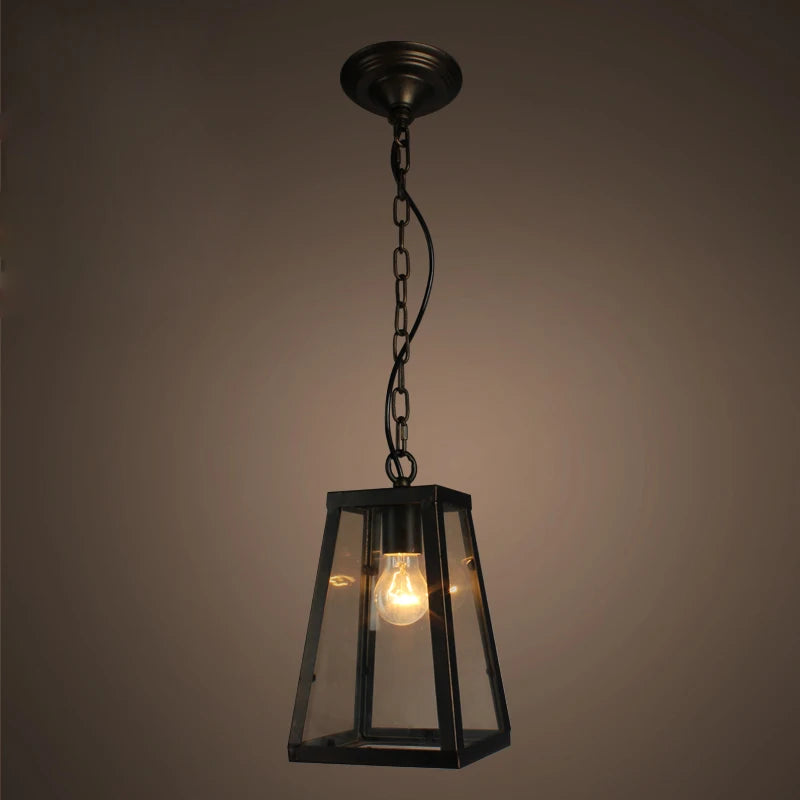 lampe suspendue industrielle vintage noire transparente ampoule filament chainette chambre salon
