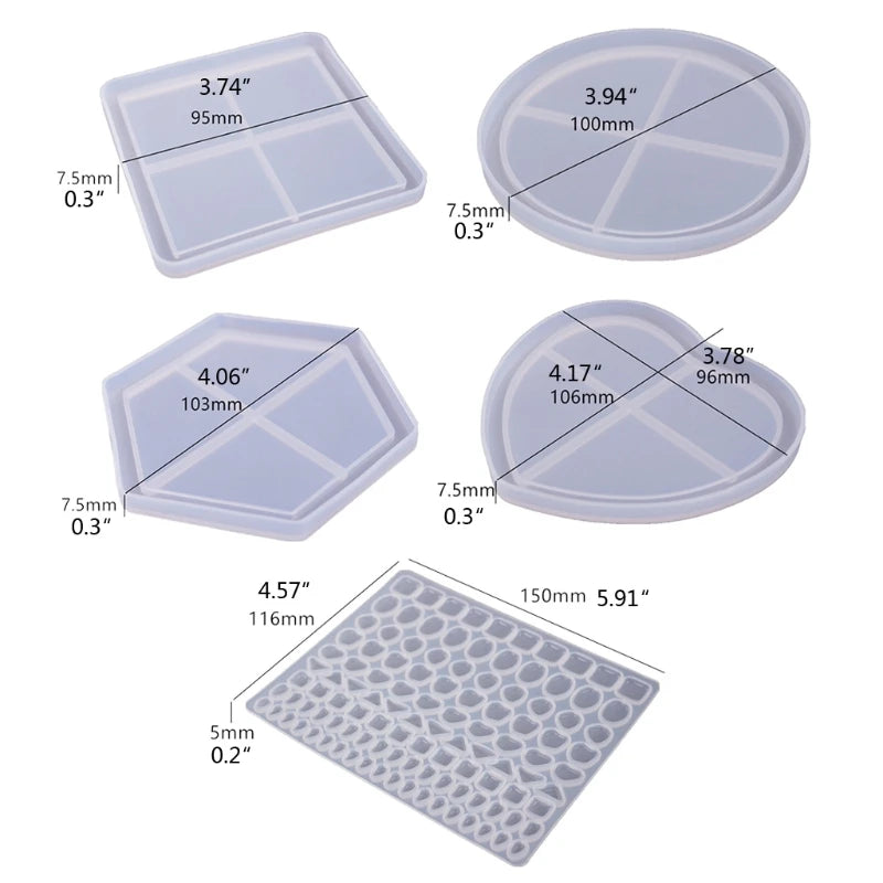 Moule pour sous-verres en forme de cœur et hexagonal