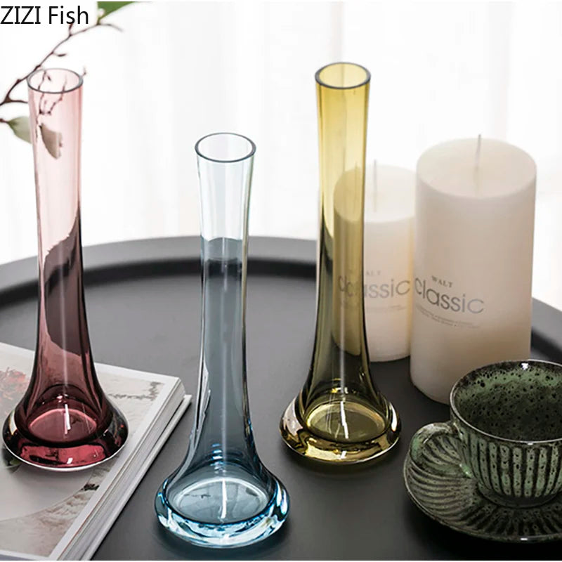 vases modernes violet gris bleu transparent décoration intérieure table contemporain