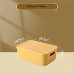 boîtes rangement modernes bleu orange jaune matériau plastique respectueux environnement treillis couvercle petite moyenne
