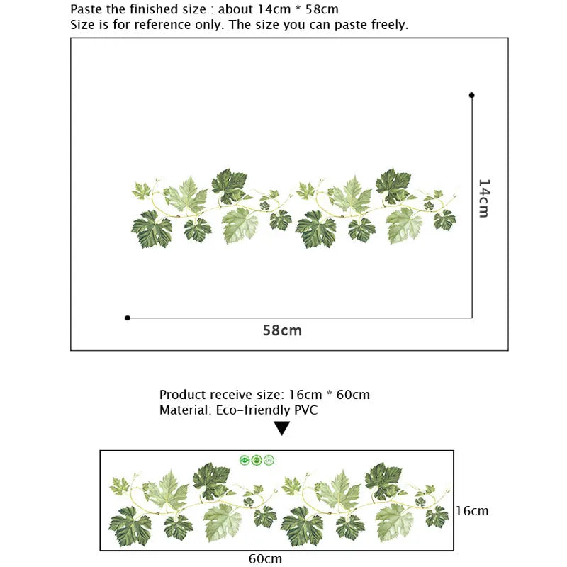 autocollants muraux feuilles vigne vert clair rustique décoration intérieure moderne chambre salon résistants eau