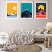 Triptyque Toile Paysages Modernes Scandinaves Minimalistes – Décoration Murale Salon Chambre – Art Abstrait Soleil