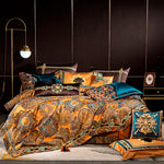Parure de lit jacquard broderie dorée noir