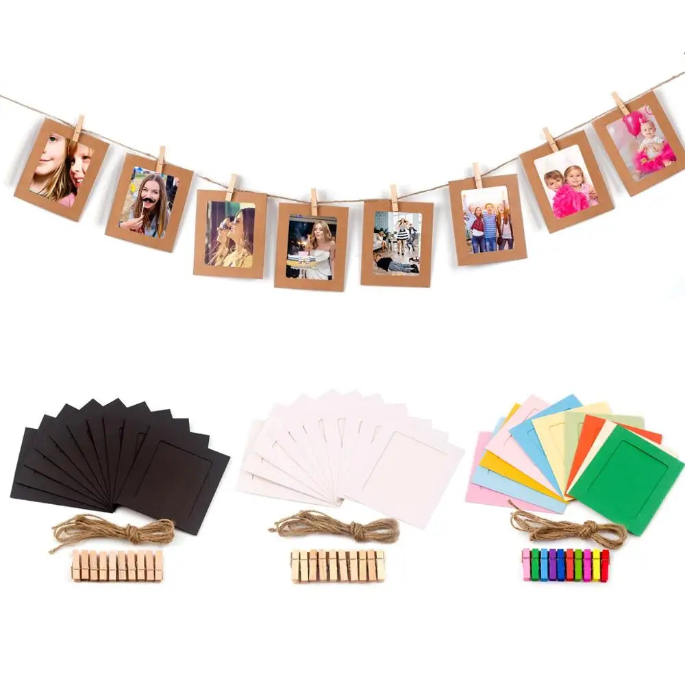 décoration photo mariage anniversaire guirlande lumineuse pinces bois cartes quadrillées vintage bohème