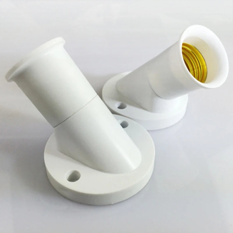 support lampe blanc angle métal douille led économique base mur fixe