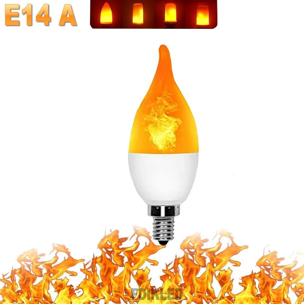 ampoule effet flamme led modes e14 e27 décoration intérieure simulant feu orange blanc