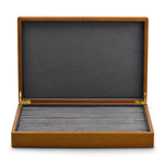boîtes bijoux bois marron clair intérieur velours noir classique poignées dorées rangement colliers pendentifs
