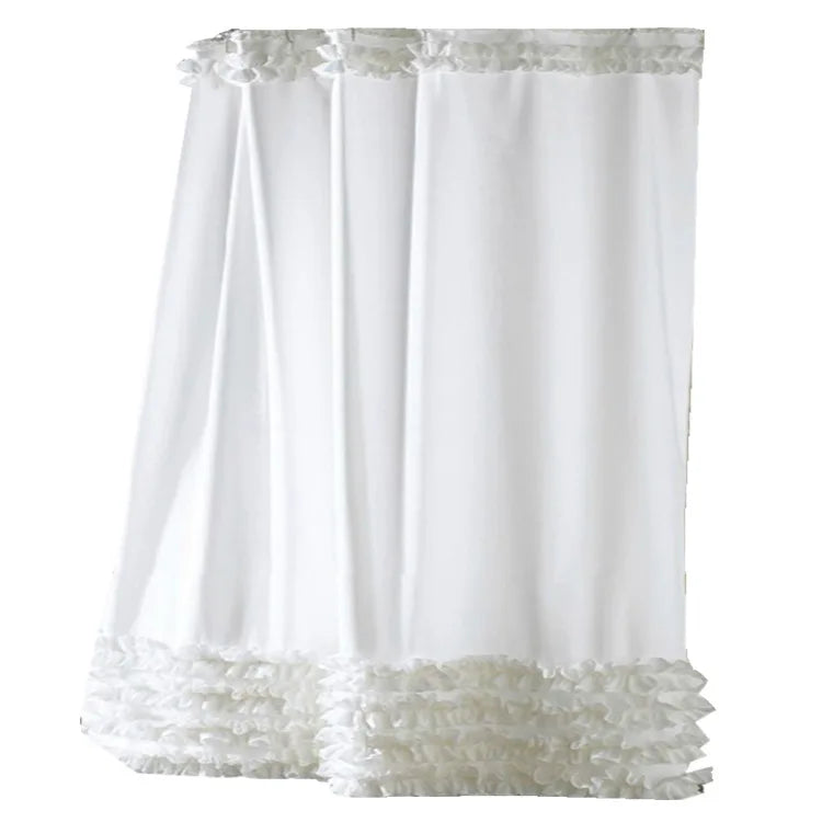 rideau douche blanc opaque classique polyester ourlet standard anneaux métalliques machine lavable