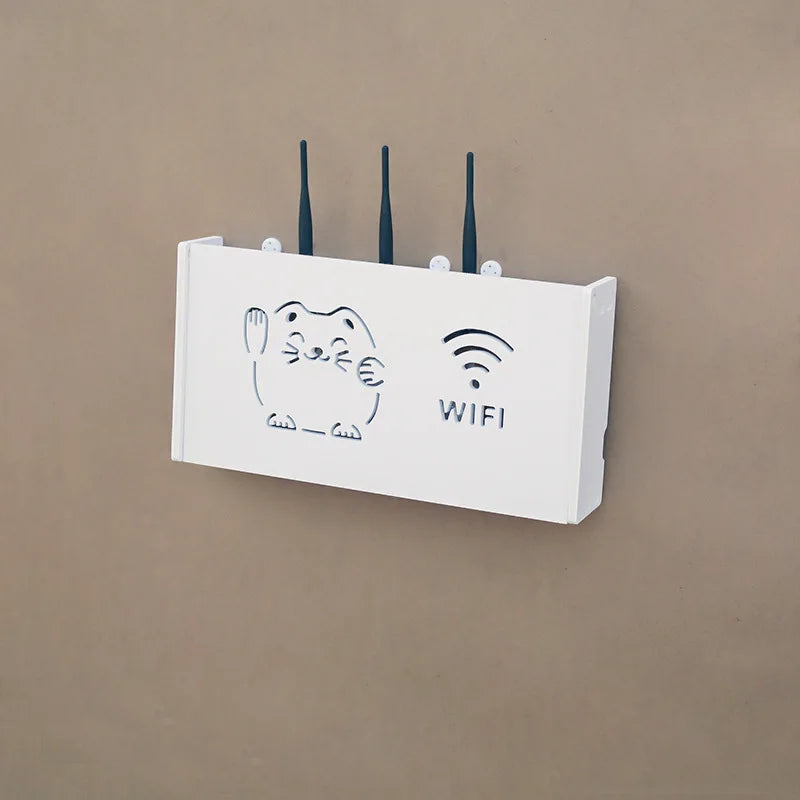 boîte rangement routeur modem optique cable électrique moderne adhésif blanc fleuri