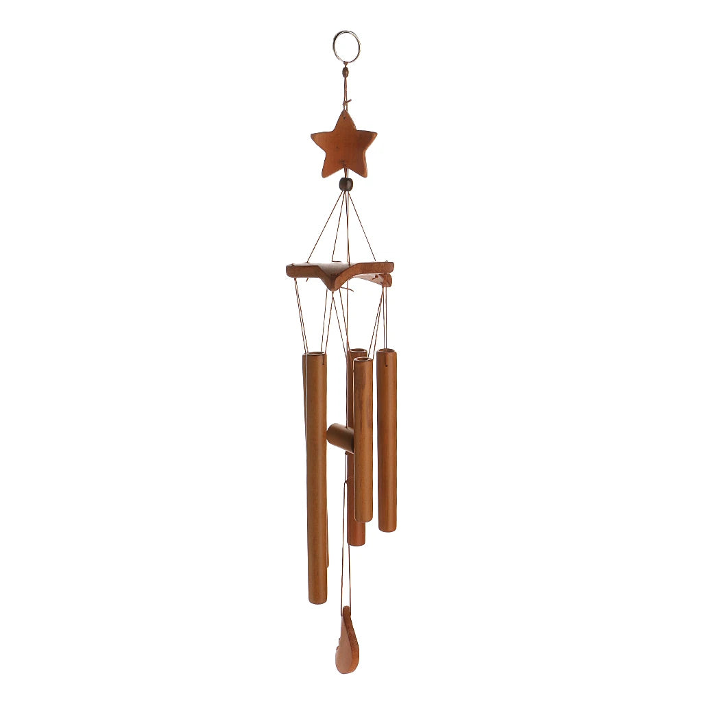 ventrouille marron étoile lune bois décorative champêtreextérieur suspension tubes décorativos