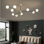 chandelier moderne suspension led 12 lumières blanc doré chambre salon