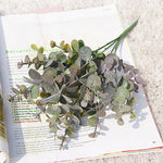 Bouquet artificiel feuilles rondes vert gris décoration intérieure salon jardin naturel rustique decoration cadeau