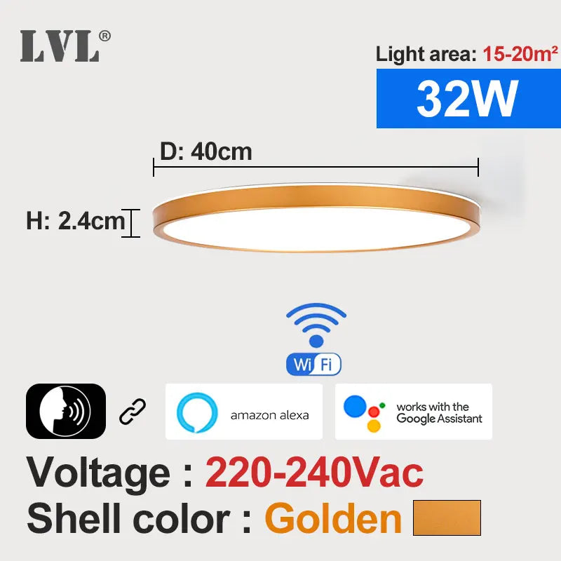 plafonnier led moderne blanc opalescent intensité variable wifi application commande vocale