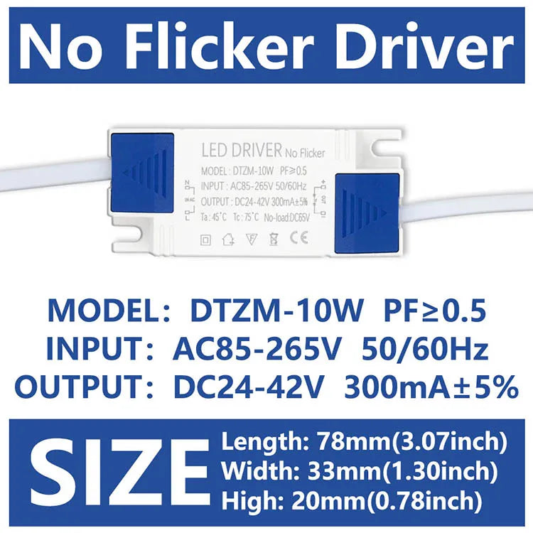 adaptateur alimentation led 10w 20w 30w 40w 50w transformateur éclairage dc2442v ac85265v panel light