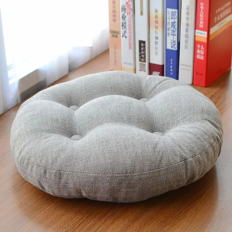 coussin siège rond tissu lin gris beige chaise balcon moderne