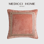 taies d'oreiller jacquard géométrique rose pâle bordure dorée élégantes polyester respectueuses environnement casa decoration