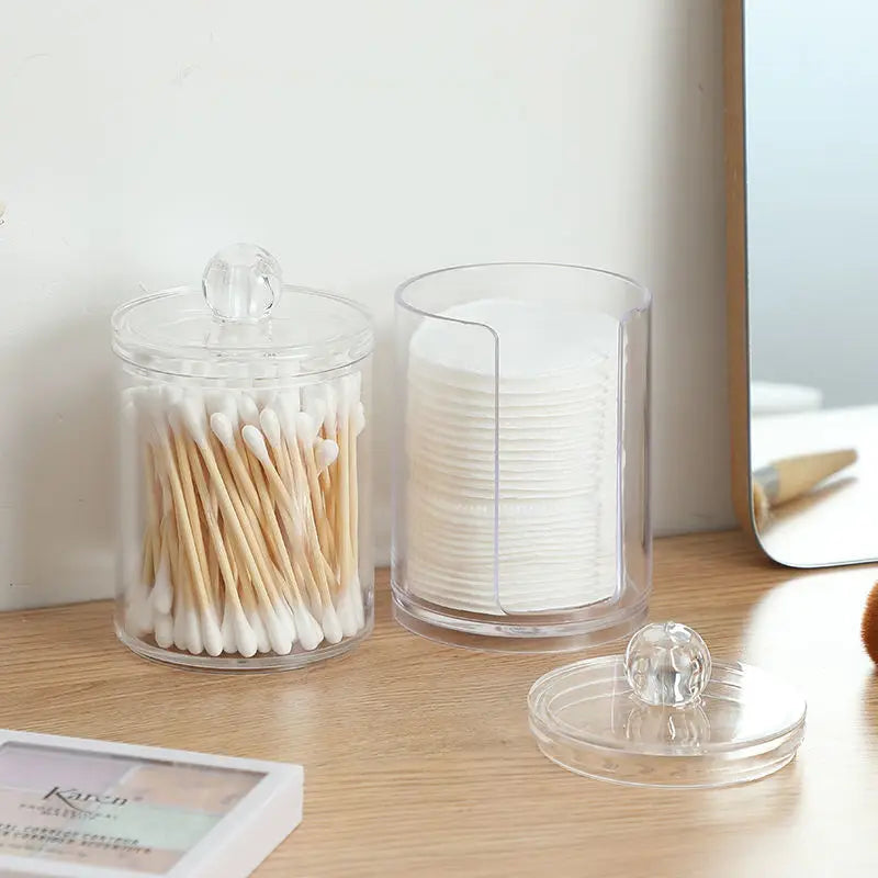 boîtes rangement coton tige disques coton transparentes modernes pliables rechargeables