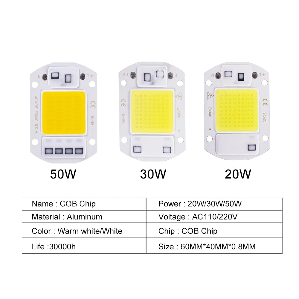puces led cob 20w 30w 50w blanc blanc chaud ac 220v diy moderne technologie
