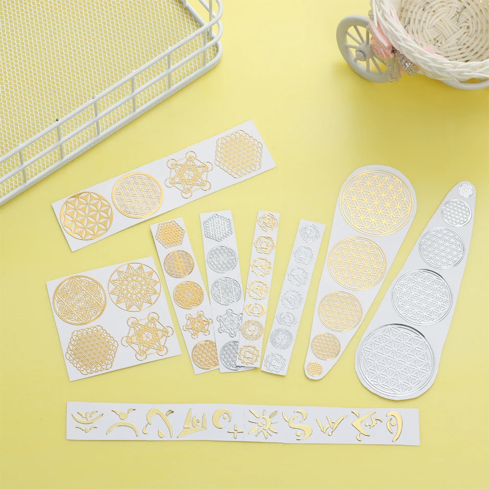 sticker decoratif geometrique or argent adhhesif moderne abstrait variété formes différentes taille