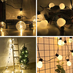 guirlande lumineuse extérieure blanc sphères translucides moderne clips noirs 20 ampoules 5m