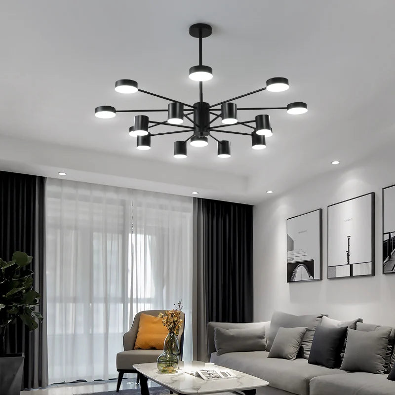 chandelier suspension lumineuse moderne noir led industriel scandinave chambre salon