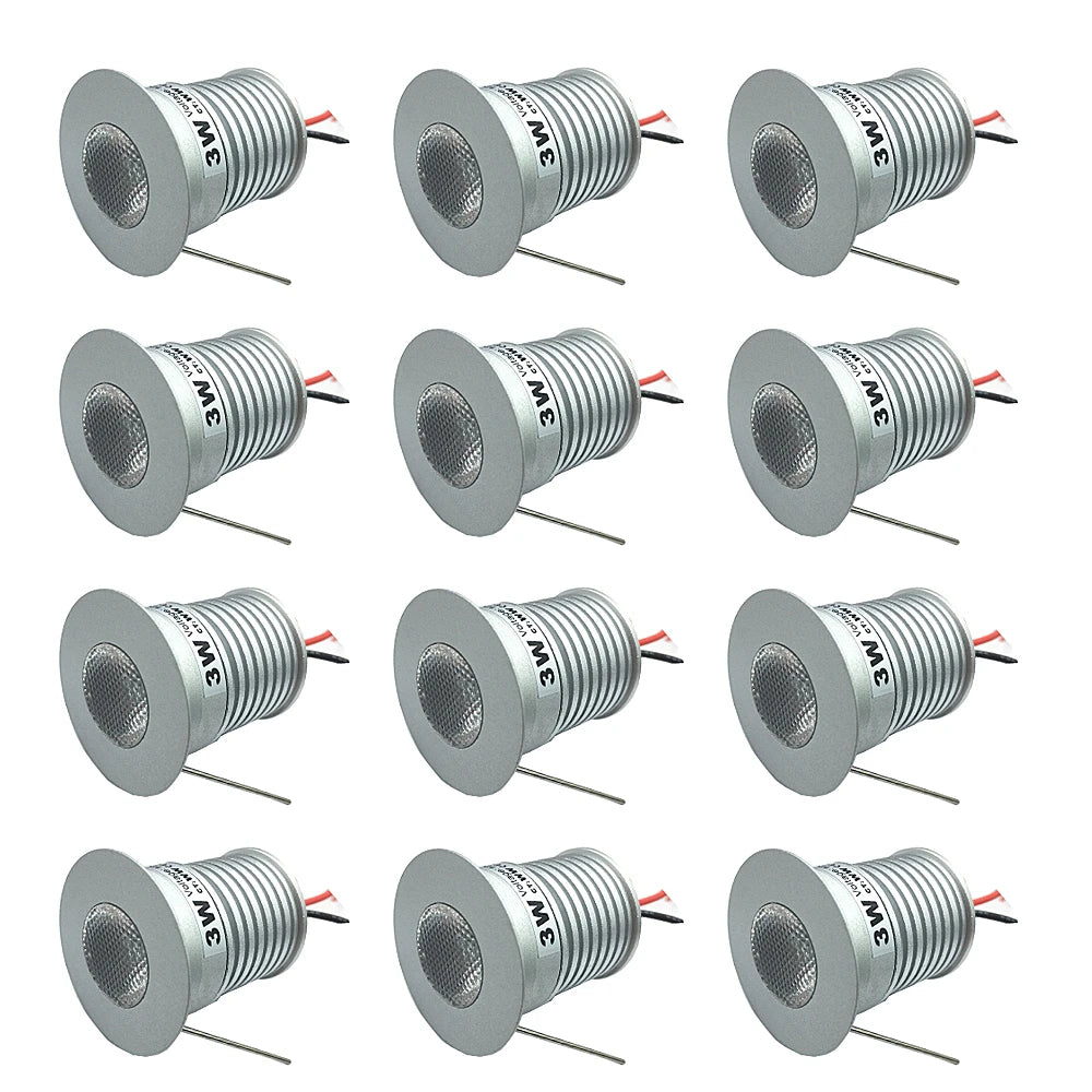 Mini spotlight LED argenté 3W 12V 24V moderne câble grille refroidissement