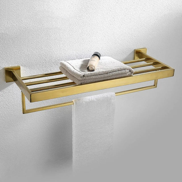 accessoires salle bain doré moderne porte serviettes papier toilette tablette minimaliste