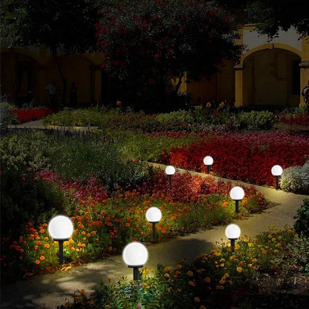 lumière solaire moderne sphérique piquet détachable blanc noir LED auto commande