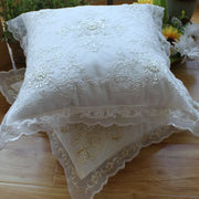 coussin decoratif dentelle broderies florales blanc semi transparent salon chambre vintage