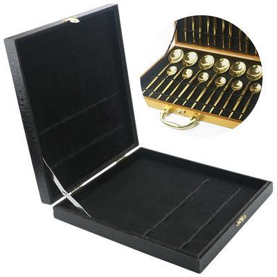 Boîte à vaisselle en bois noir pour 24 pièces - range couverts moderne
