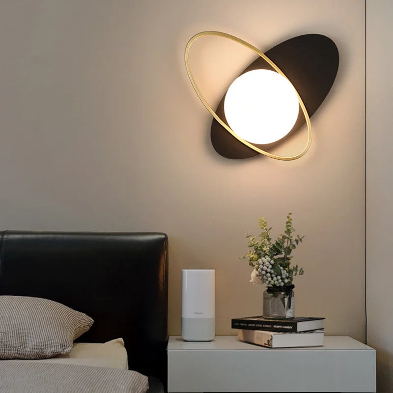 lampe murale moderne noir doré diffuseur blanc éclairage cuisine chambre salle manger entrée 21cm