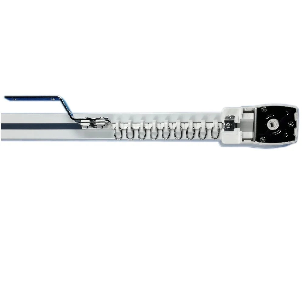 rail rideau motorisé wifi commande vocale domotique blanc moderne programmation horaire support