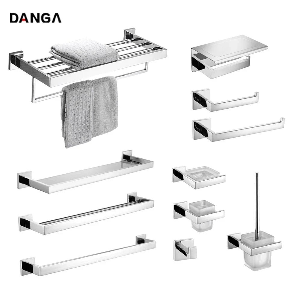 accessoires salle bain chrome modernes porte serviettes porte savon porte téléphone barres crochets vis