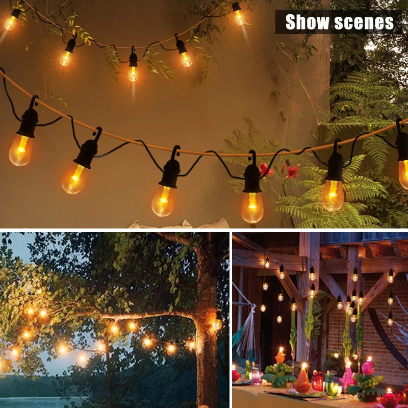 guirlande lumineuse solaire édison 12 ampoules led 300cm câbles noirs panneau inclinable vintage extérieur