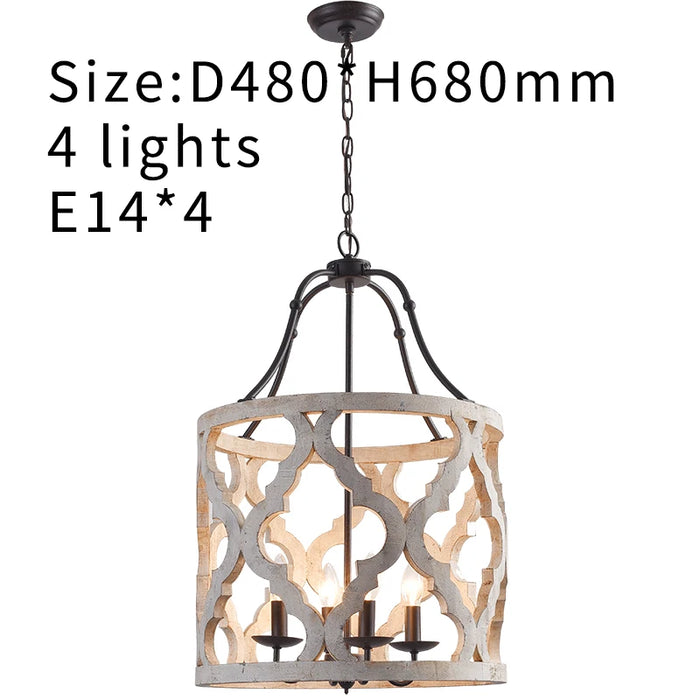 lampe suspendue classique blanche noire ajourée rustique 480mm 680mm 4E14