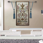 tapisserie murale coton floral baroque classique beige rouge verte bleue ornementations tringles tassels handwash